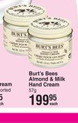 Burt's Bees Almond & Milk Hand Cream-57g Each