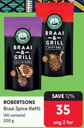 Robertsons Braai Spice Refill (All Variants)-For 2 x 200g