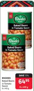 Rhodes baked Beans In Tomato Sauce-6 x 410g