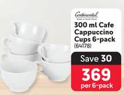 Continental 300ml Cafe Cappuccino Cups 6-Pack-Per 6-Pack