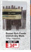 Russell Rich Foods Ostrich Dry Wors Assorted-100g