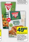 Fry's Plant Based Chicken Style Burgers Nuggets Original Hot Dogs Popcorn-300-380g Each