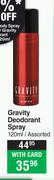 Gravity Deodorant Spray Assorted-120ml