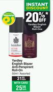 Yardley English Blazer Anti Perspirant Roll On Assorted-50ml Each