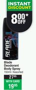 Blade Deodorant Body Spray Assorted-150ml