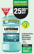 Listerine Zero Cool Mint Mouthwash Value Pack-1L Per Pack