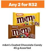 M&M's Coated Chocolate Candy Assorted-For Any 2 x 45g