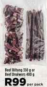 Beef Biltong 350g Or Beef Droewors 400g-Per Pack