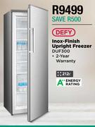 Defy 212L Inox Finish Upright Freezer DUF300