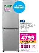 KIC 239L Bottom Freezer Metallic Fridge KBF525/1 ME