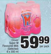 Clover Super M Flavoured Milk (Selected)-6 x 300ml Per Pack