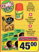 Knorr Aromat Seasoning 70g/ 75g + Rajah Curry Powder 100g + Knoor Packet Soup 5 x 50g-For All 3