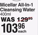 Garnier Micellar All In 1 Cleansing Water-400ml Each