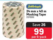 Sellotape 24mm x 40m Masking Tape-Per 6 Pack