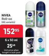 Nivea Roll On (All Variants)-6 x 50ml