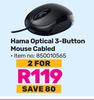 Hama Optical 3 Button Mouse Cabled-For 2