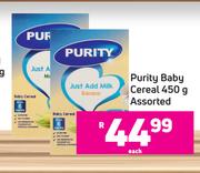 Purity Baby Cereal Just Add Milk Assorted-450g Each