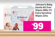 Johnson's Baby Gentle All Over Wipes 288s Or Extra Sensitive Wipes 224s-Each