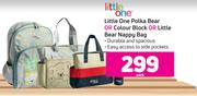 Little One Polka Bear Or Colour Block Or Little Bear Nappy Bag-Each