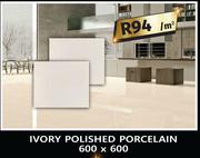 Ivory Polished Porcelain Tiles 600 x 600-Per Sqm