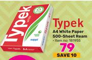 Typek A4 White Paper 500 Sheet Ream