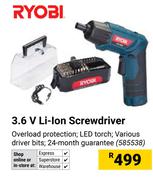 Ryobi 3.6V Li-Ion Screwdriver 585538