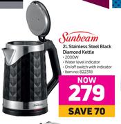 Sunbeam 2L Stainless Steel Black Diamond Kettle