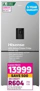 Hisense 463L Bottom Freezer Fridge H610BS-WD