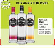 Russian Bear Vodka Range-For 3 x 750ml