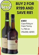 KWV Cape Ruby Or Cape Tawny-2 x 750ml 
