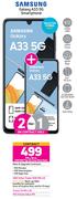 2 x Samsung Galaxy A33 5G Smartphone-On 2GB Red Top Up Core More Data + On Promo 70