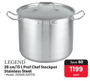 Legend 28cm/13Ltr Prof Chef Stockpot Stainless Steel 201006-Each