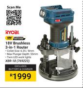 Ryobi 18V Brushless 3 In 1 Router XBR-18