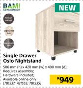 BAM Single Drawer Oslo Nightstand-506mm (h) x 420mm (w) x 400mm (d)