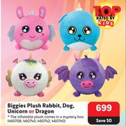 Biggies Plush Rabbit, Dog, Unicorn Or Dragon