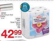 Spar Mini Toilet Tissue Rolls 1 Ply-18s Per Pack