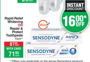 Sensodyne Rapid Relief Whitening Or Repair & Protect Toothpaste-75ml Each