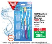 Dentalmate Toothpaste With Tongue Cleansers Plus Caps Value Pack-Per Pack