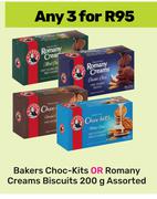 Bakers Choc Kits Or Romany Creams Biscuits Assorted-For Any 3 x 200g