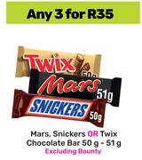 Mars, Snickers Or Twix Chocolate Bar-For 3 x 50g-51g