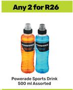 Powerade Sports Drink Assorted-For Any 2 x 500ml