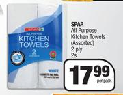 Spar All Purpose Kitchen Towels 2 Ply Assorted-2s Per Pack
