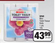 Spar Mini Toilet Tissue Rolls 1 Ply-18s Per Pack