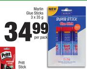 Marlin Glue Sticks-3 x 35g Per Pack