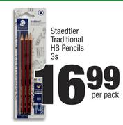 Staedtler Traditional HB Pencils-3's Per Pack