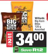 Willards Big Korn Bites Assorted-For 2 x 120g