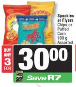 Spookies Or Flyers Chips Or Puffed Corn Assorted-For 3 x 100g 