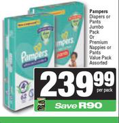 Pampers Diapers Or Pants Jumbo Pack Or Premium Nappies Or Pants Value Pack Assorted