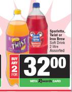 Sparletta, Twist Or Iron Brew Soft Drink Assorted-For 2 x 2L