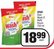 Spar Dish Wash IT Refill Pouch-750ml Each